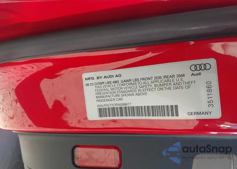 2024 Audi A5 Sportback Premium Plus 45 Tfsi Quattro S Tronic из США, поврежденный, VIN WAUFACF53RA006617